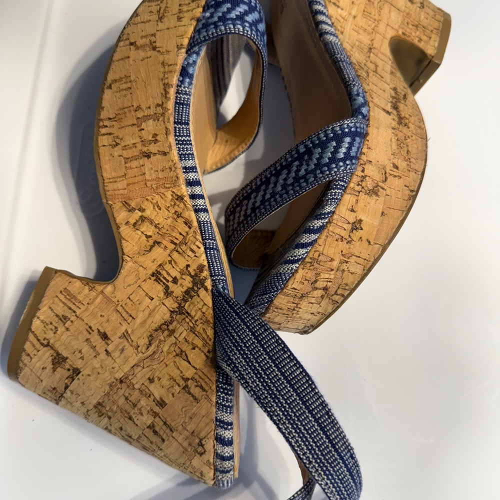 Blue Strappy Wedge Sandals size 7 - Picture 8 of 14
